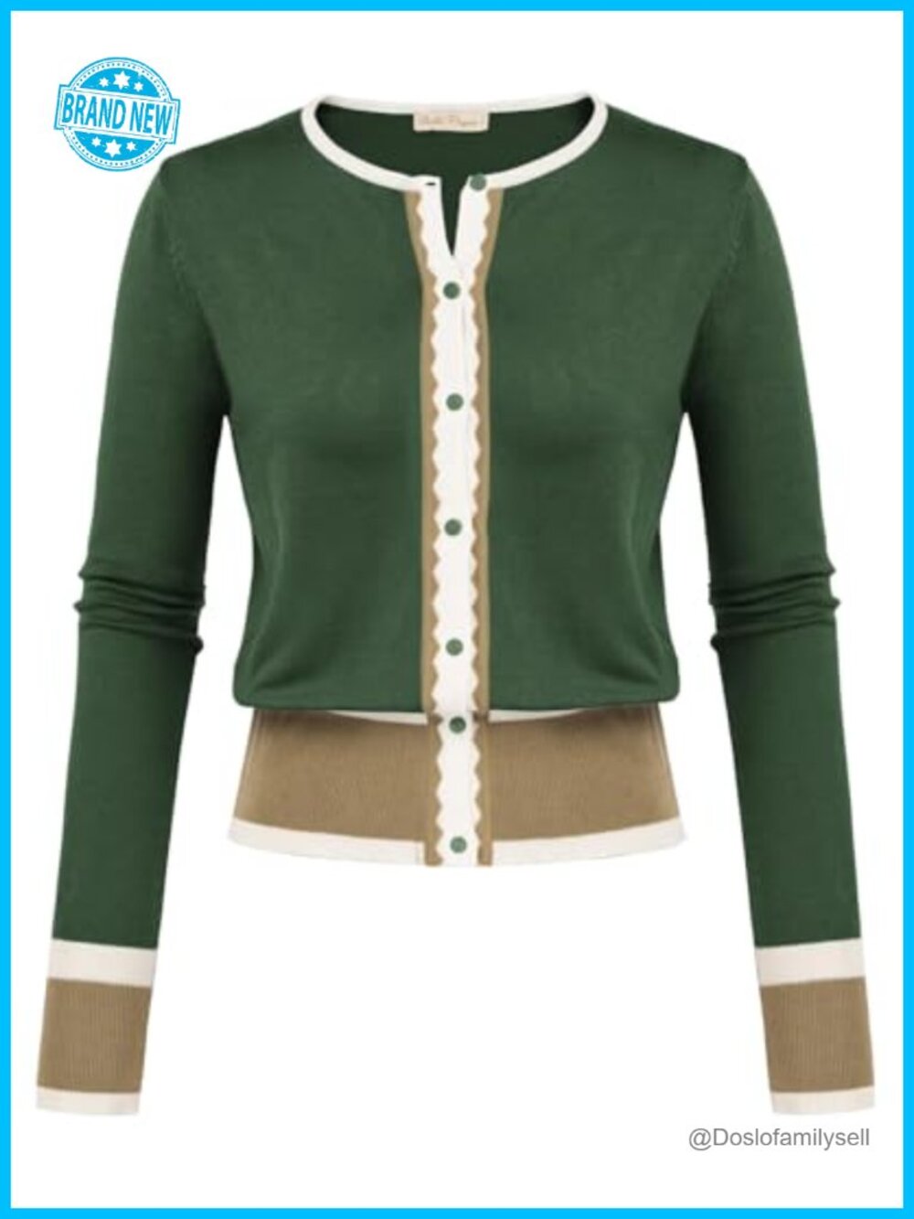 Womens Cardigan Sweater Color Block Button Up Knit Cropped Shrug